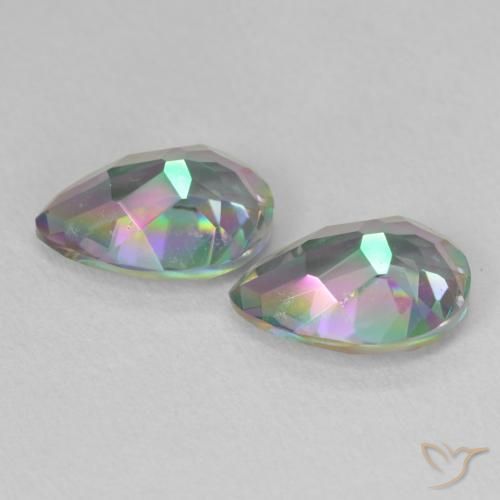 Gemas de Cuarzo Místico Multicolor natural de 3.71 ct, En forma de pera, VVS-VS