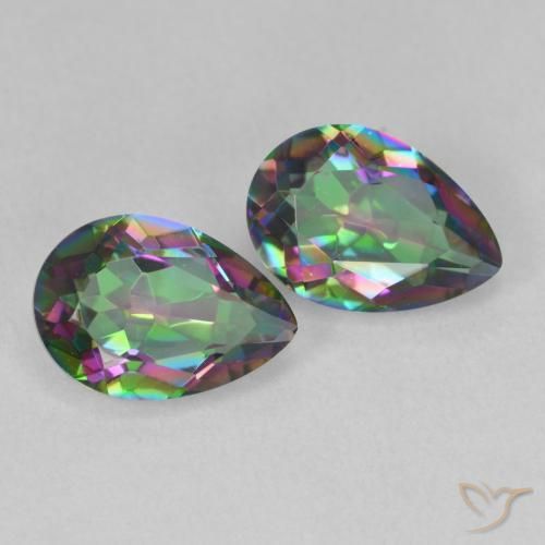 Gemas de Cuarzo Místico Multicolor natural de 3.72 ct, En forma de pera, VVS-VS