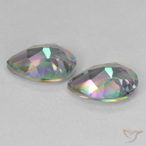 Gemas de Cuarzo Místico Multicolor natural de 3.72 ct, En forma de pera, VVS-VS
