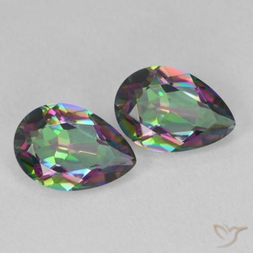 Gemas de Cuarzo Místico Multicolor natural de 3.66 ct, En forma de pera, VVS-VS