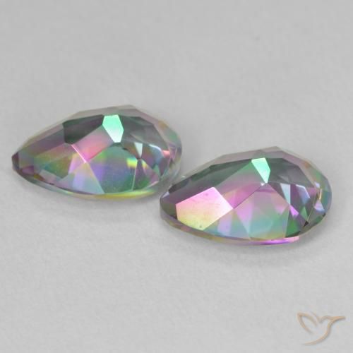 Gemas de Cuarzo Místico Multicolor natural de 3.66 ct, En forma de pera, VVS-VS