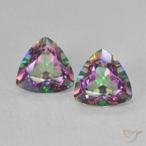 Gemas de cuarzo místico multicolor natural de 0,88 ct, trillón, VVS-VS