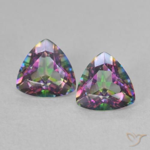 Gemas de cuarzo místico multicolor natural de 0,88 ct, trillón, VVS-VS