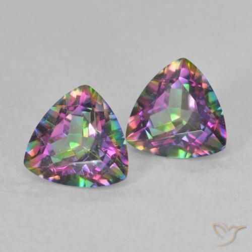 Gemas de cuarzo místico multicolor natural de 0,88 ct, trillón, VVS-VS
