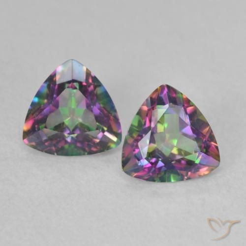 Gemas de Cuarzo Místico Multicolor natural de 0.90 ct, Trillón, VVS-VS