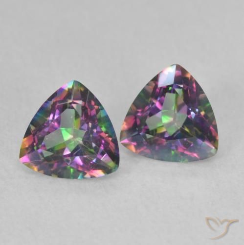 Gemas de Cuarzo Místico Multicolor natural de 0.90 ct, Trillón, VVS-VS