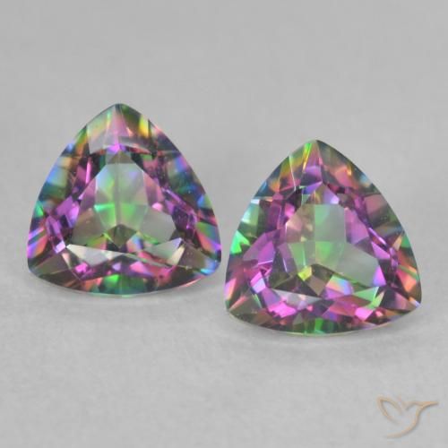 Gemas de Cuarzo Místico Multicolor natural de 0.89 ct, Trillón, VVS-VS