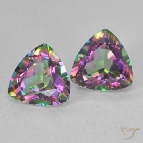Gemas de Cuarzo Místico Multicolor natural de 0.89 ct, Trillón, VVS-VS