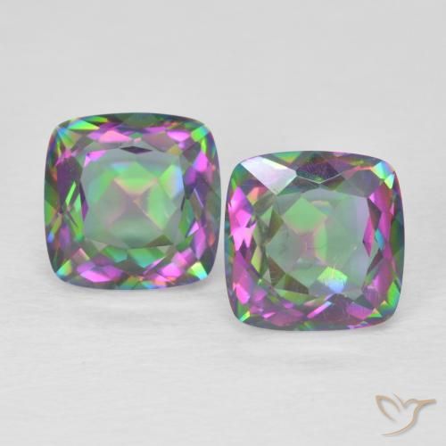 Gemas de Cuarzo Místico Multicolor natural de 3.22 ct, Corte Cojín, VVS