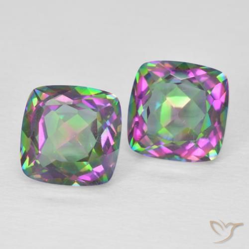 Gemas de Cuarzo Místico Multicolor natural de 3.22 ct, Corte Cojín, VVS