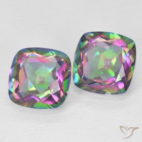 Gemas de Cuarzo Místico Multicolor natural de 4.33 ct, Corte Cojín, VVS-VS