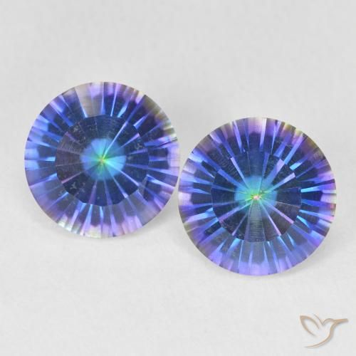 Gemas de cuarzo místico multicolor natural de 3,31 ct, corte redondo, VS