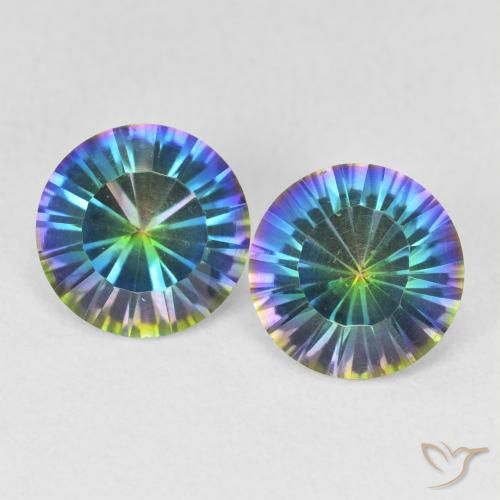 Gemas de cuarzo místico multicolor natural de 3,30 ct, corte redondo, VS