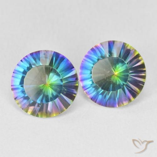 Gemas de cuarzo místico multicolor natural de 3,30 ct, corte redondo, VS