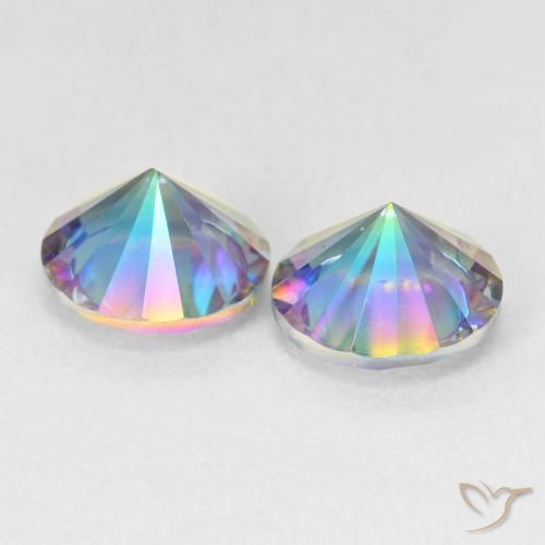 Gemas de cuarzo místico multicolor natural de 3,30 ct, corte redondo, VS