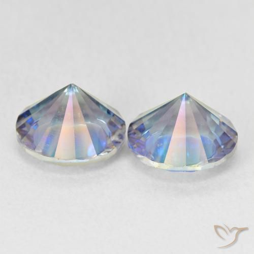 Gemas de Cuarzo Místico Azul multicolor natural de 3.39 ct, Redondo, VVS-VS