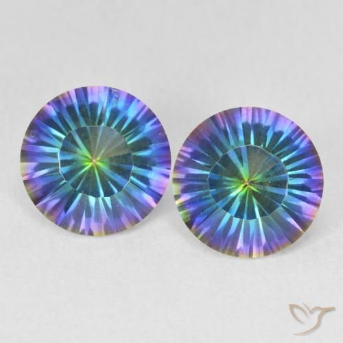 3.32ctw Natural Azul multicolor Cuarzo Místico, Redondo, VVS-VS