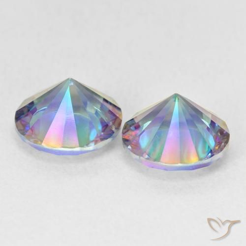 Gemas de Cuarzo Místico Azul multicolor natural de 3.32 ct, Redondo, VVS-VS