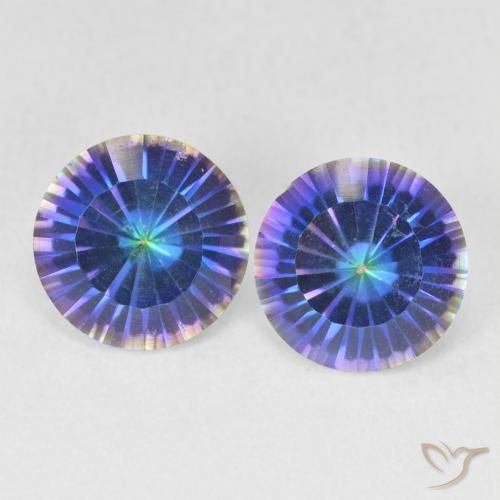 3.29ctw Natural Azul multicolor Cuarzo Místico, Redondo, VVS-VS