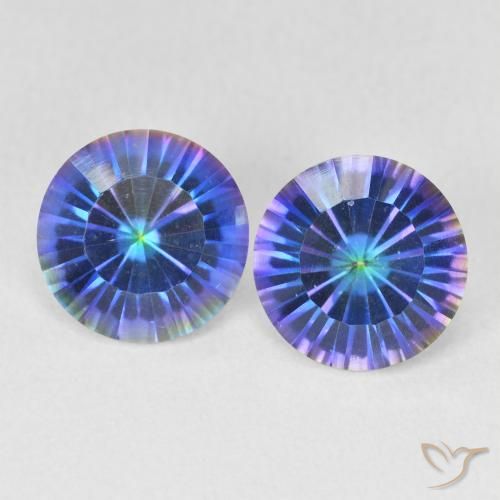 3.29ctw Natural Azul multicolor Cuarzo Místico, Redondo, VVS-VS
