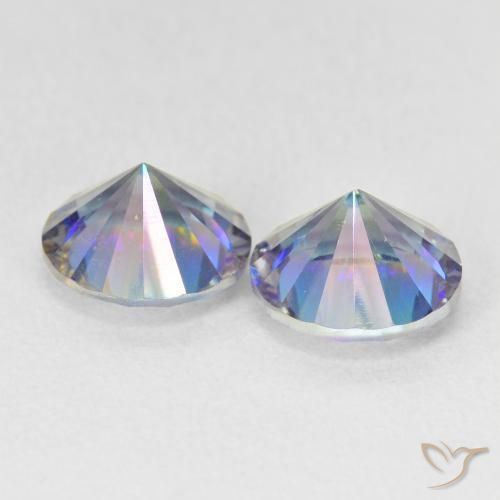 Gemas de Cuarzo Místico Azul multicolor natural de 3.29 ct, Redondo, VVS-VS