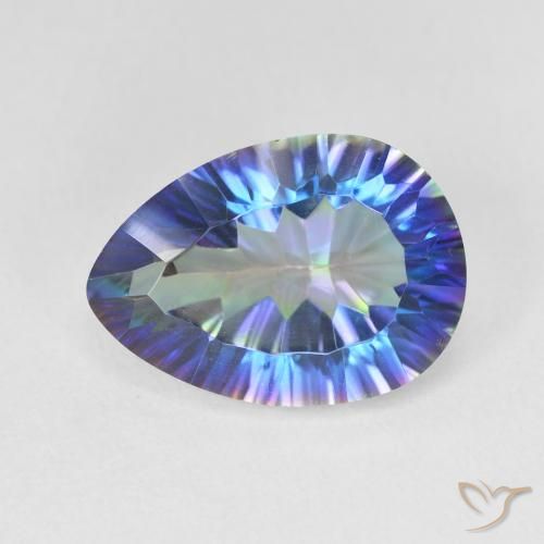 5.26ct Natural Multicolor Cuarzo Místico, En forma de pera, VVS-VS