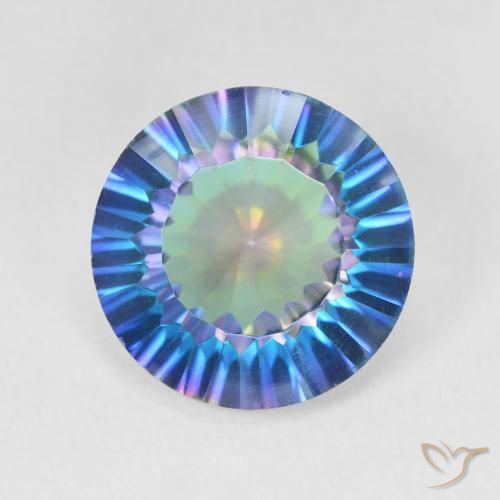 Cuarzo místico multicolor natural de 5,18 ct, corte redondo, VVS-VS