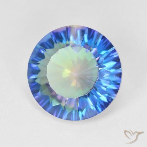 Cuarzo Místico Multicolor natural de 5.29 ct, Redondo, VVS-VS