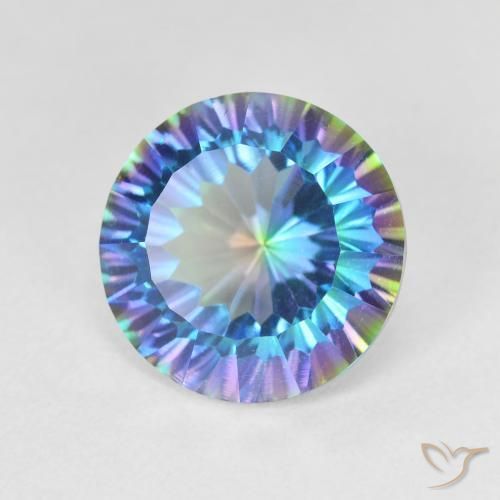 Cuarzo Místico Multicolor natural de 5.12 ct, Redondo, VVS-VS