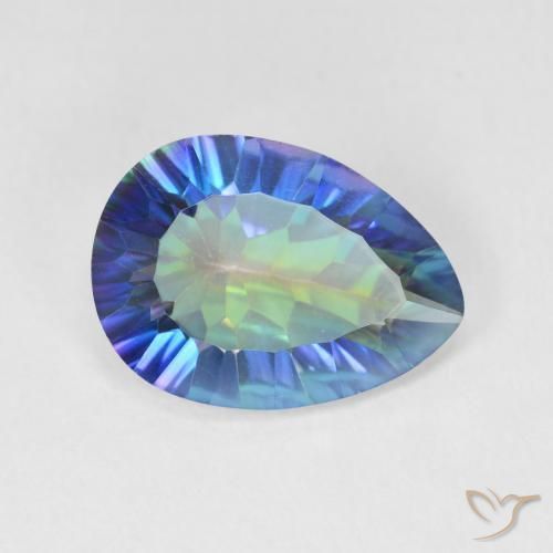 Cuarzo Místico Multicolor natural de 4.36 ct, En forma de pera, VVS-VS
