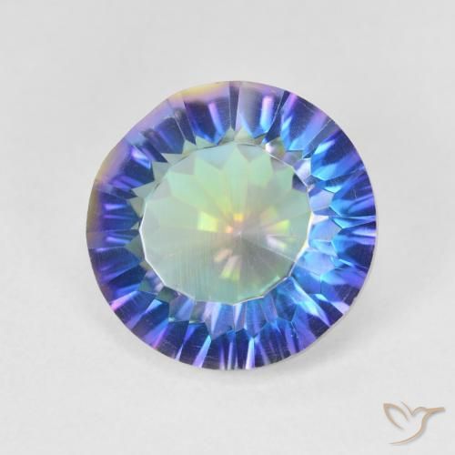 Cuarzo Místico Multicolor natural de 5.13 ct, Redondo, VVS-VS