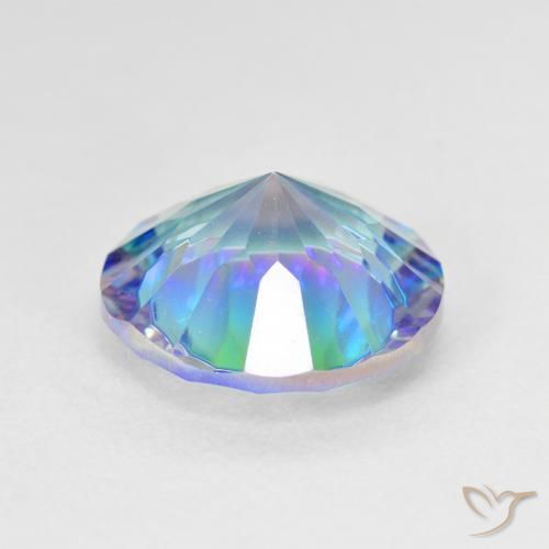 Cuarzo Místico Multicolor natural de 5.13 ct, Redondo, VVS-VS