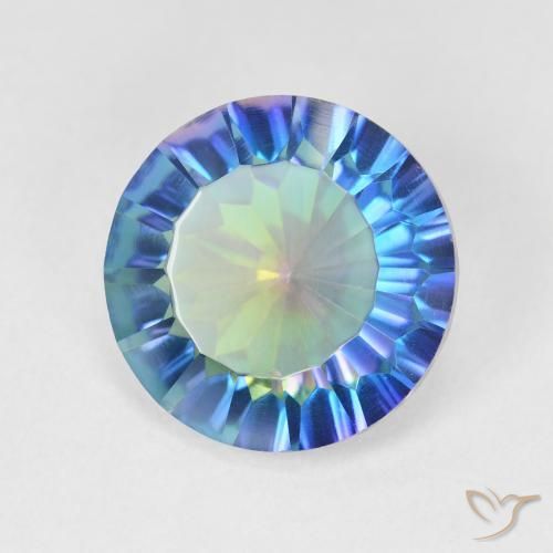 Cuarzo Místico Multicolor natural de 4.88 ct, Redondo, VVS-VS