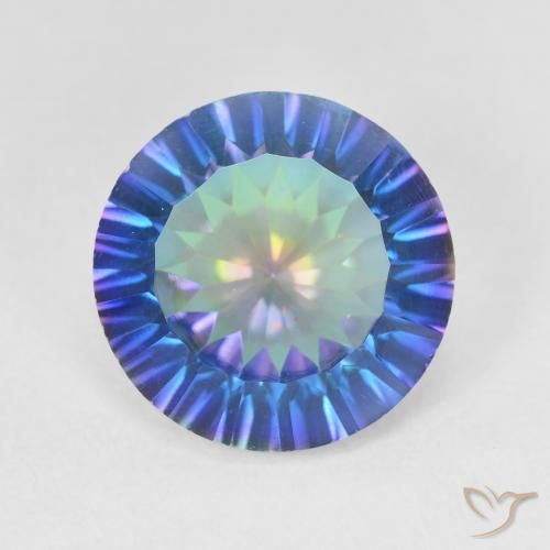 5.48ct Natural Multicolor Cuarzo Místico, Redondo, VVS-VS