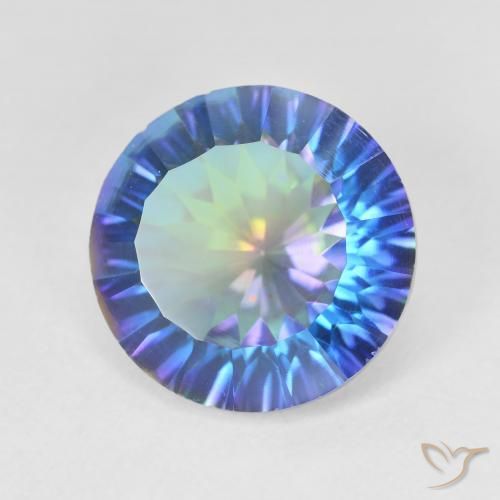 Cuarzo Místico Multicolor natural de 5.48 ct, Redondo, VVS-VS