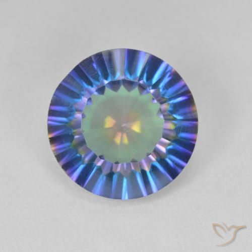 5.11ct Natural Azul multicolor Cuarzo Místico, Redondo, VS
