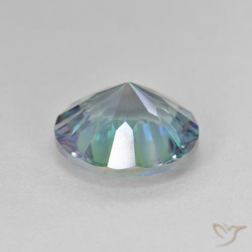 Cuarzo Místico Azul multicolor natural de 5.11 ct, Redondo, VS