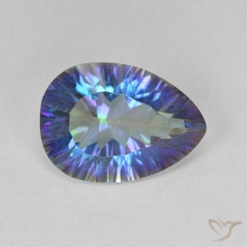 Cuarzo Místico Azul multicolor natural de 4.82 ct, En forma de pera, VS