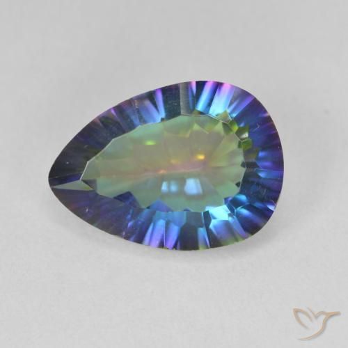 4.85ct Natural Azul multicolor Cuarzo Místico, En forma de pera, VS