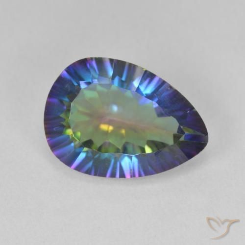 Cuarzo Místico Azul multicolor natural de 4.85 ct, En forma de pera, VS