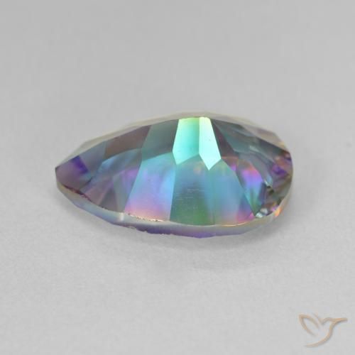 Cuarzo Místico Azul multicolor natural de 4.85 ct, En forma de pera, VS