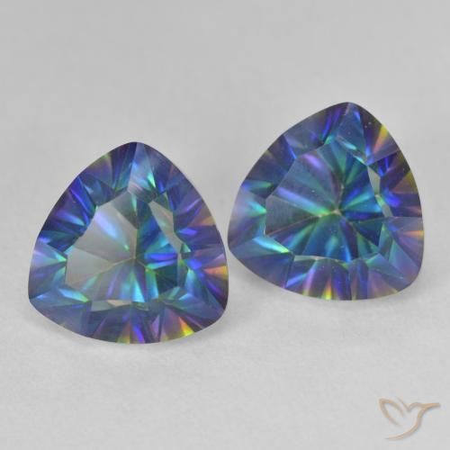 Gemas de Cuarzo Místico Azul multicolor natural de 5.45 ct, Trillón, VS