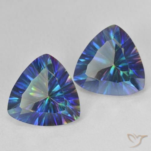 Gemas de Cuarzo Místico Azul multicolor natural de 6.07 ct, Trillón, VVS-VS