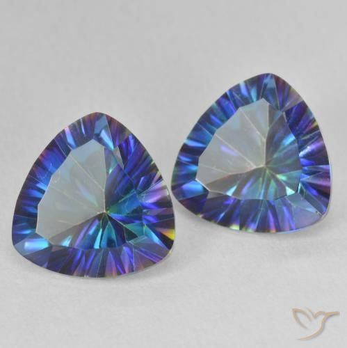Gemas de Cuarzo Místico Azul multicolor natural de 6.27 ct, Trillón, VVS-VS