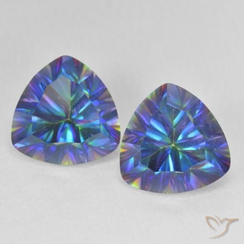 5.19ctw Natural Azul multicolor Cuarzo Místico, Trillón, VVS-VS