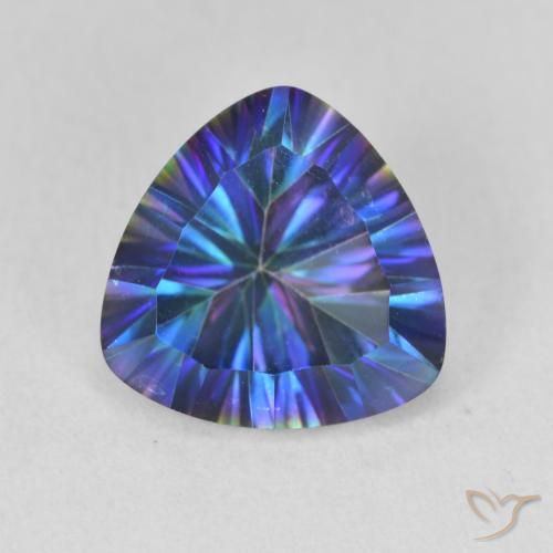 Cuarzo Místico Azul multicolor natural de 3.10 ct, Trillón, VVS-VS