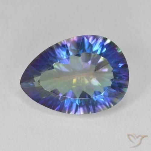 5.32ct Natural Azul multicolor Cuarzo Místico, En forma de pera, VVS-VS