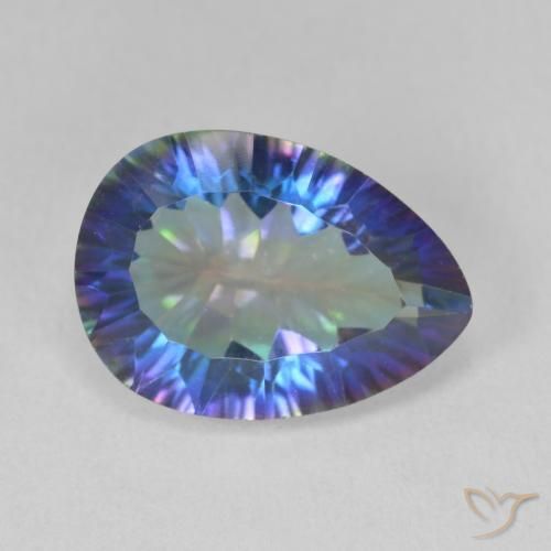Cuarzo Místico Azul multicolor natural de 5.32 ct, En forma de pera, VVS-VS