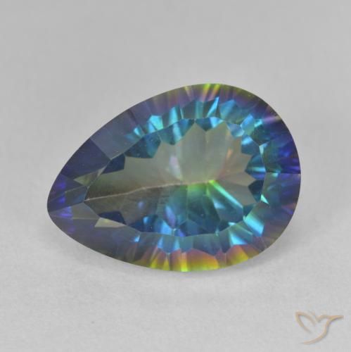 6.28ct Natural Azul multicolor Cuarzo Místico, En forma de pera, VVS-VS