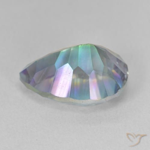 Cuarzo Místico Azul multicolor natural de 6.28 ct, En forma de pera, VVS-VS